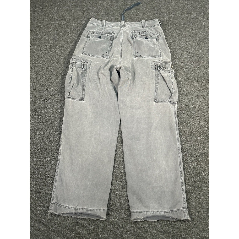 VTG Abercrombie and Fitch Cargo Pants Men 34R (Fits 37x31) Gray Baggy Thrashed - Picture 3 of 16
